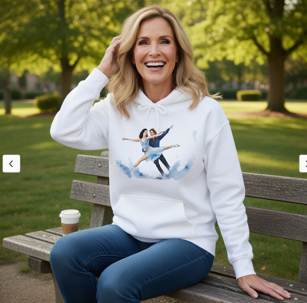 [MetDream Official] "Grace on Ice" Watercolor Figure Skating Premium Hoodie