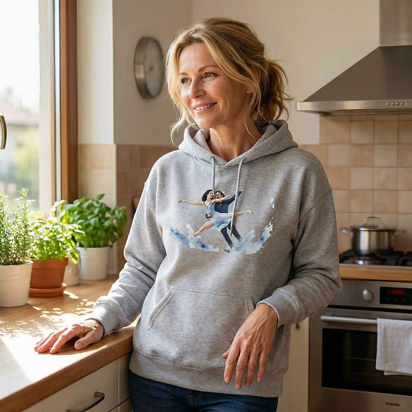 [MetDream Official] "Grace on Ice" Watercolor Figure Skating Premium Hoodie