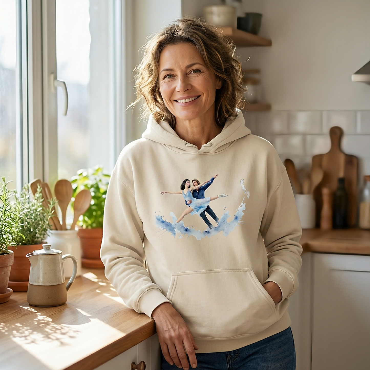 [MetDream Official] "Grace on Ice" Watercolor Figure Skating Premium Hoodie